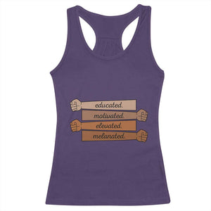 Black Pride Racerback Tank Top Educated Motivated Elevated Melanated BLM Melanin TS10 Purple Print Your Wear