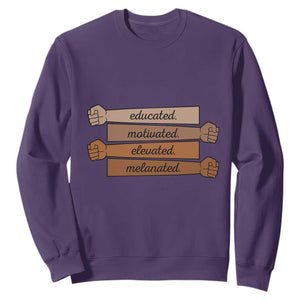 Black Pride Sweatshirt Educated Motivated Elevated Melanated BLM Melanin TS10 Purple Print Your Wear