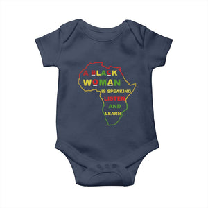 Black Pride Baby Onesie A Black Woman Is Speaking Listen And Learn Africa Map TS10 Navy Print Your Wear