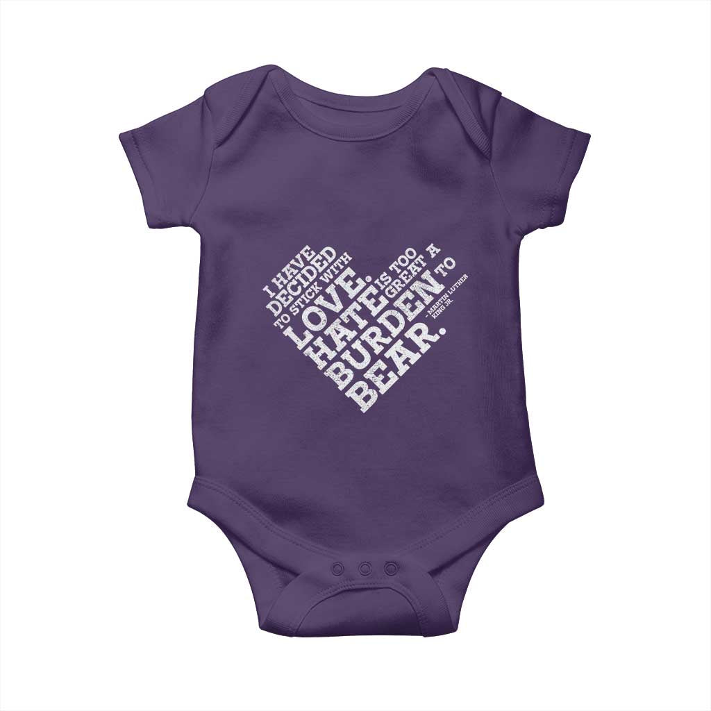 MLK Baby Onesie I Have Decided To Stick With Love Martin Luther King Black History Month TS10 Purple Print Your Wear