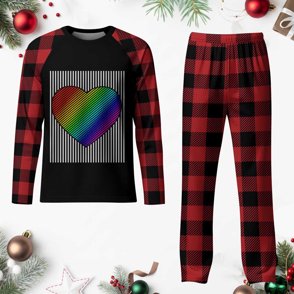LGBT Pride Plaid Pajama Set LGBTQ Support Retro Valentines Rainbow Heart TS10 Buffalo Plaid Print Your Wear