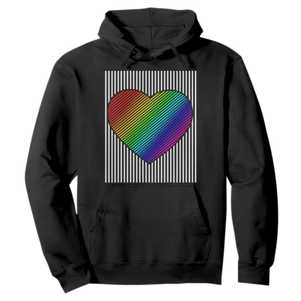 LGBT Pride Hoodie LGBTQ Support Retro Valentines Rainbow Heart TS10 Black Print Your Wear