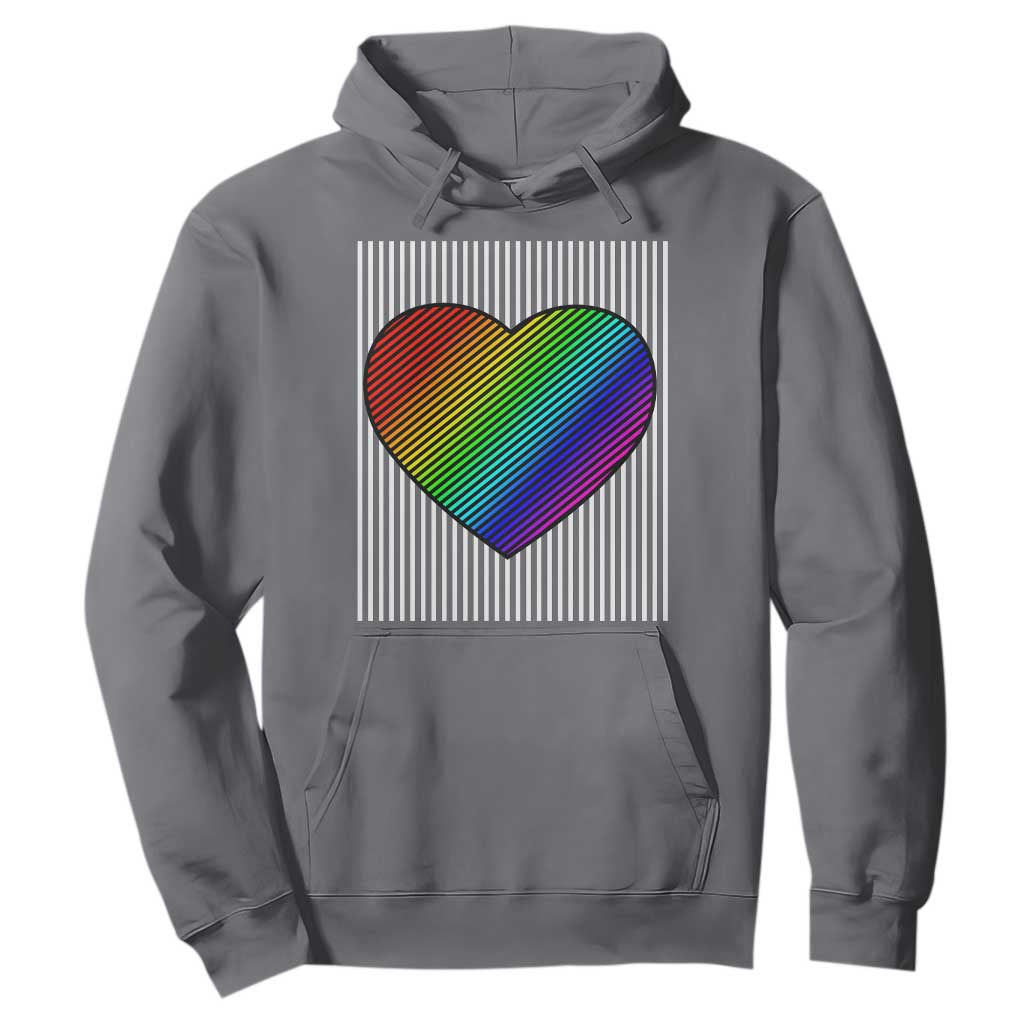 LGBT Pride Hoodie LGBTQ Support Retro Valentines Rainbow Heart TS10 Charcoal Print Your Wear