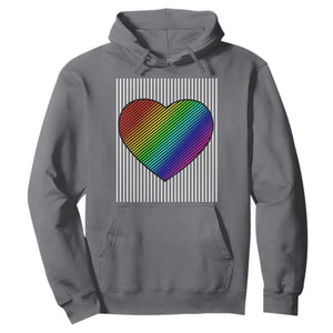 LGBT Pride Hoodie LGBTQ Support Retro Valentines Rainbow Heart TS10 Charcoal Print Your Wear