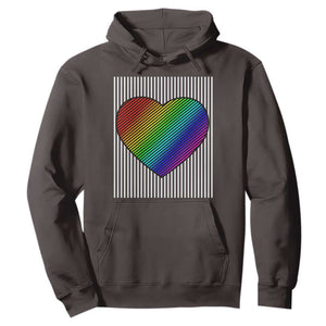 LGBT Pride Hoodie LGBTQ Support Retro Valentines Rainbow Heart TS10 Dark Chocolate Print Your Wear
