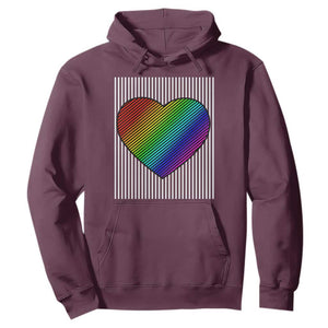 LGBT Pride Hoodie LGBTQ Support Retro Valentines Rainbow Heart TS10 Maroon Print Your Wear