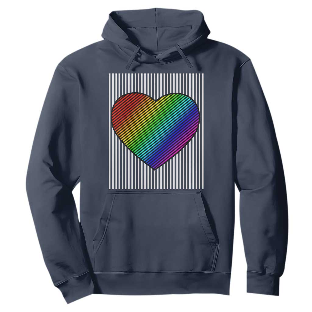 LGBT Pride Hoodie LGBTQ Support Retro Valentines Rainbow Heart TS10 Navy Print Your Wear