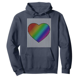 LGBT Pride Hoodie LGBTQ Support Retro Valentines Rainbow Heart TS10 Navy Print Your Wear