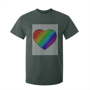 LGBT Pride T Shirt For Kid LGBTQ Support Retro Valentines Rainbow Heart TS10 Dark Forest Green Print Your Wear