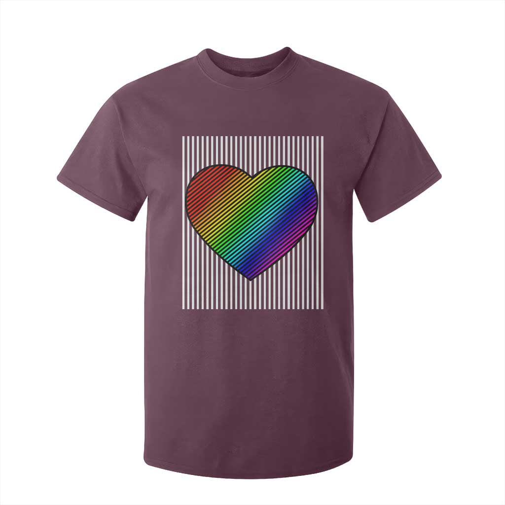 LGBT Pride T Shirt For Kid LGBTQ Support Retro Valentines Rainbow Heart TS10 Maroon Print Your Wear