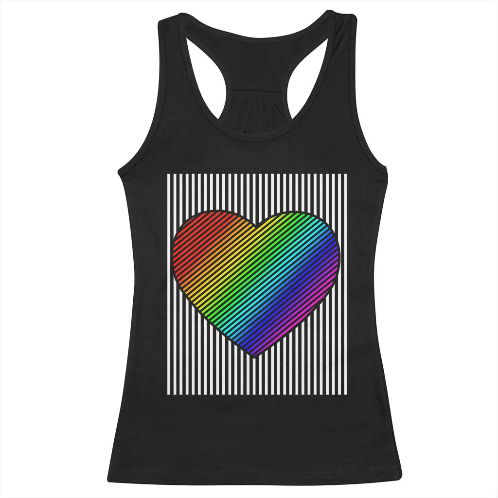 LGBT Pride Racerback Tank Top LGBTQ Support Retro Valentines Rainbow Heart TS10 Black Print Your Wear