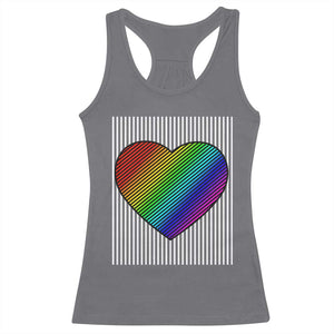 LGBT Pride Racerback Tank Top LGBTQ Support Retro Valentines Rainbow Heart TS10 Charcoal Print Your Wear