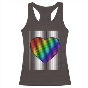 LGBT Pride Racerback Tank Top LGBTQ Support Retro Valentines Rainbow Heart TS10 Dark Chocolate Print Your Wear