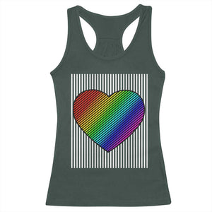 LGBT Pride Racerback Tank Top LGBTQ Support Retro Valentines Rainbow Heart TS10 Dark Forest Green Print Your Wear