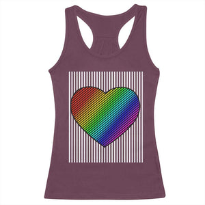 LGBT Pride Racerback Tank Top LGBTQ Support Retro Valentines Rainbow Heart TS10 Maroon Print Your Wear