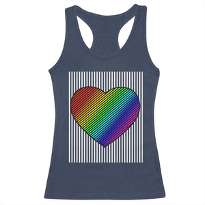 LGBT Pride Racerback Tank Top LGBTQ Support Retro Valentines Rainbow Heart TS10 Navy Print Your Wear