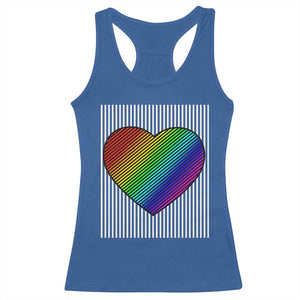 LGBT Pride Racerback Tank Top LGBTQ Support Retro Valentines Rainbow Heart TS10 Royal Blue Print Your Wear