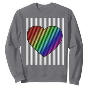 LGBT Pride Sweatshirt LGBTQ Support Retro Valentines Rainbow Heart TS10 Charcoal Print Your Wear
