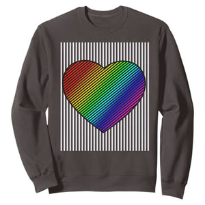 LGBT Pride Sweatshirt LGBTQ Support Retro Valentines Rainbow Heart TS10 Dark Chocolate Print Your Wear