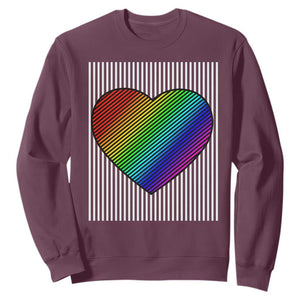LGBT Pride Sweatshirt LGBTQ Support Retro Valentines Rainbow Heart TS10 Maroon Print Your Wear