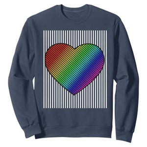 LGBT Pride Sweatshirt LGBTQ Support Retro Valentines Rainbow Heart TS10 Navy Print Your Wear