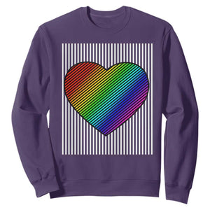 LGBT Pride Sweatshirt LGBTQ Support Retro Valentines Rainbow Heart TS10 Purple Print Your Wear