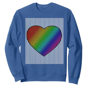 LGBT Pride Sweatshirt LGBTQ Support Retro Valentines Rainbow Heart TS10 Royal Blue Print Your Wear