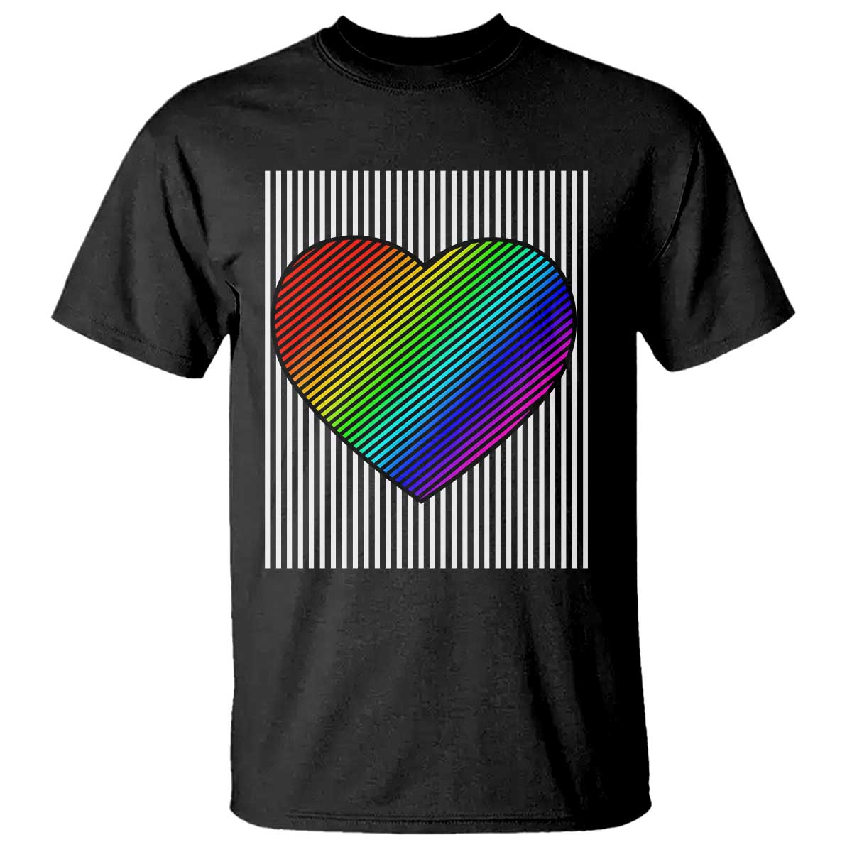 LGBT Pride T Shirt LGBTQ Support Retro Valentines Rainbow Heart TS10 Black Print Your Wear