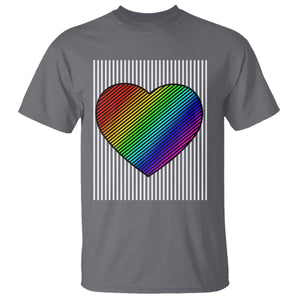 LGBT Pride T Shirt LGBTQ Support Retro Valentines Rainbow Heart TS10 Charcoal Print Your Wear