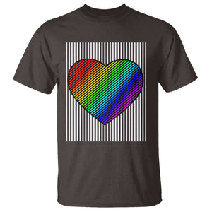 LGBT Pride T Shirt LGBTQ Support Retro Valentines Rainbow Heart TS10 Dark Chocolate Print Your Wear