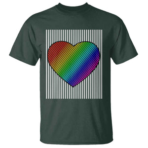 LGBT Pride T Shirt LGBTQ Support Retro Valentines Rainbow Heart TS10 Dark Forest Green Print Your Wear