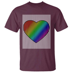 LGBT Pride T Shirt LGBTQ Support Retro Valentines Rainbow Heart TS10 Maroon Print Your Wear