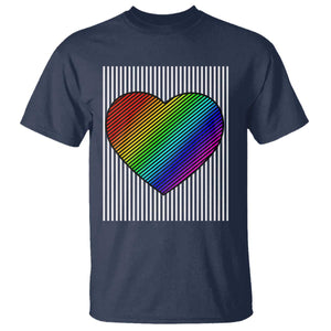 LGBT Pride T Shirt LGBTQ Support Retro Valentines Rainbow Heart TS10 Navy Print Your Wear