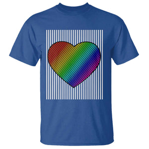 LGBT Pride T Shirt LGBTQ Support Retro Valentines Rainbow Heart TS10 Royal Blue Print Your Wear