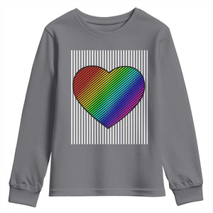 LGBT Pride Youth Sweatshirt LGBTQ Support Retro Valentines Rainbow Heart TS10 Charcoal Print Your Wear
