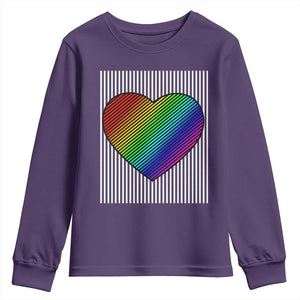 LGBT Pride Youth Sweatshirt LGBTQ Support Retro Valentines Rainbow Heart TS10 Purple Print Your Wear