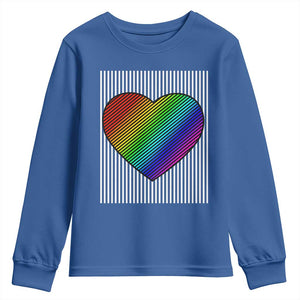 LGBT Pride Youth Sweatshirt LGBTQ Support Retro Valentines Rainbow Heart TS10 Royal Blue Print Your Wear