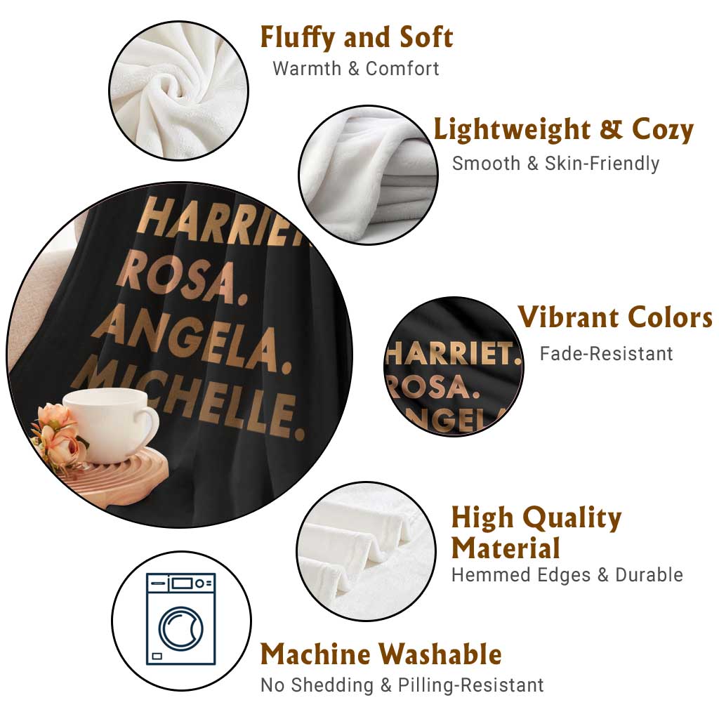 Harriet Rosa Angela Michelle Me Throw Blanket Black History Month Feminist Women Leaders TS10 Print Your Wear