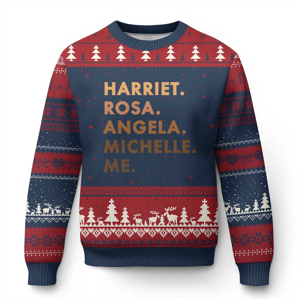 Harriet Rosa Angela Michelle Me Ugly Christmas Sweater Black History Month Feminist Women Leaders TS10 Navy Red Print Your Wear