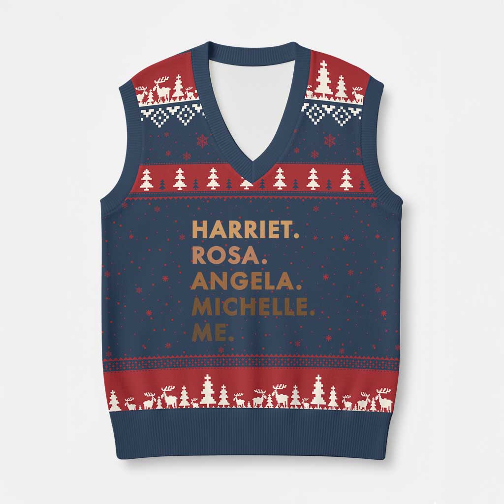 Harriet Rosa Angela Michelle Me V-Neck Knit Sweater Vest Black History Month Feminist Women Leaders TS10 Navy Red Print Your Wear