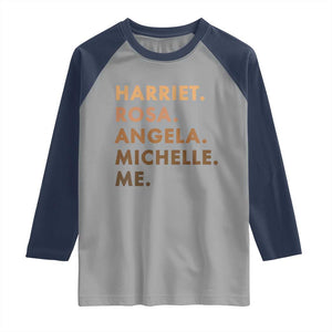 Harriet Rosa Angela Michelle Me Raglan Shirt Black History Month Feminist Women Leaders TS10 Sport Gray Navy Print Your Wear