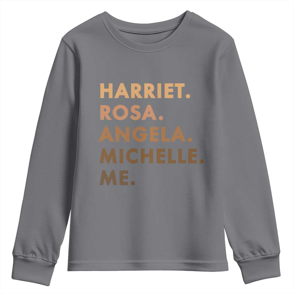 Harriet Rosa Angela Michelle Me Youth Sweatshirt Black History Month Feminist Women Leaders TS10 Charcoal Print Your Wear