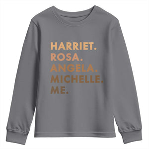 Harriet Rosa Angela Michelle Me Youth Sweatshirt Black History Month Feminist Women Leaders TS10 Charcoal Print Your Wear