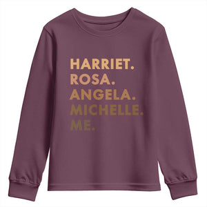 Harriet Rosa Angela Michelle Me Youth Sweatshirt Black History Month Feminist Women Leaders TS10 Maroon Print Your Wear