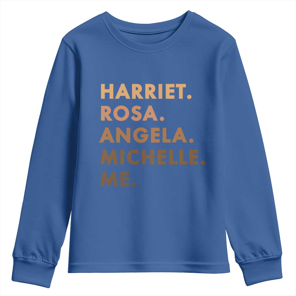 Harriet Rosa Angela Michelle Me Youth Sweatshirt Black History Month Feminist Women Leaders TS10 Royal Blue Print Your Wear