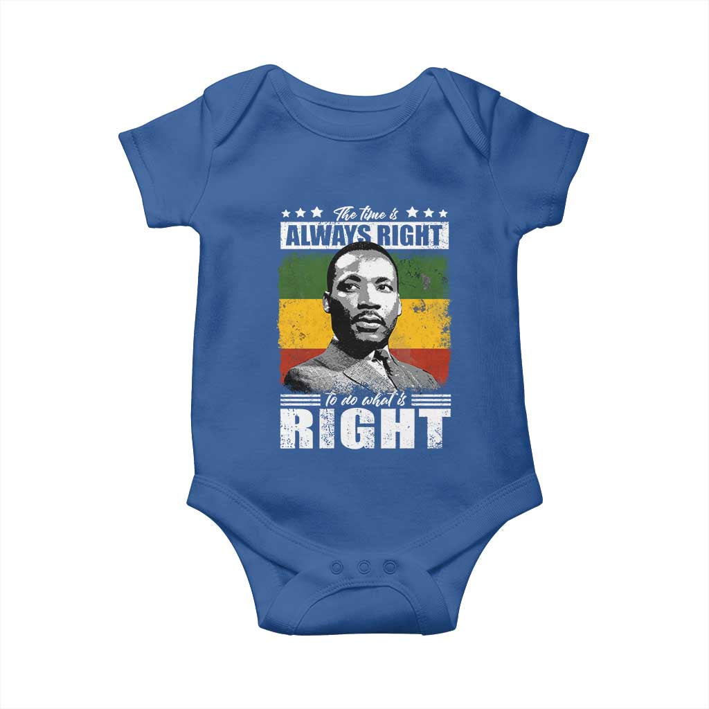 Martin Luther King Jr. Baby Onesie The Time Is Always Right To Do What Is Right MLK Black Month TS10 Royal Blue Print Your Wear