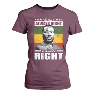Martin Luther King Jr. T Shirt For Women The Time Is Always Right To Do What Is Right MLK Black Month TS10 Maroon Print Your Wear