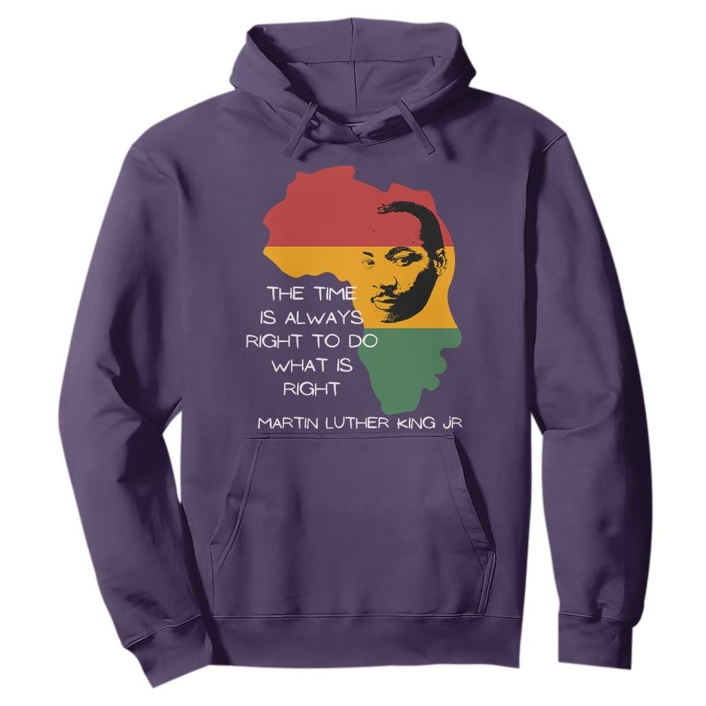 Martin Luther King Jr. Hoodie The Time Is Always Right To Do What Is Right MLK African Map TS10 Purple Print Your Wear