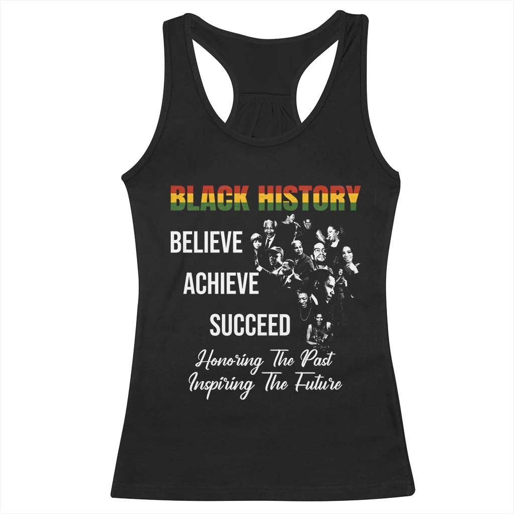 Honoring Past Inspiring Future Black History Month Racerback Tank Top TS10 Black Print Your Wear