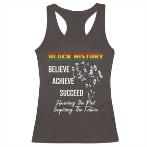 Honoring Past Inspiring Future Black History Month Racerback Tank Top TS10 Dark Chocolate Print Your Wear